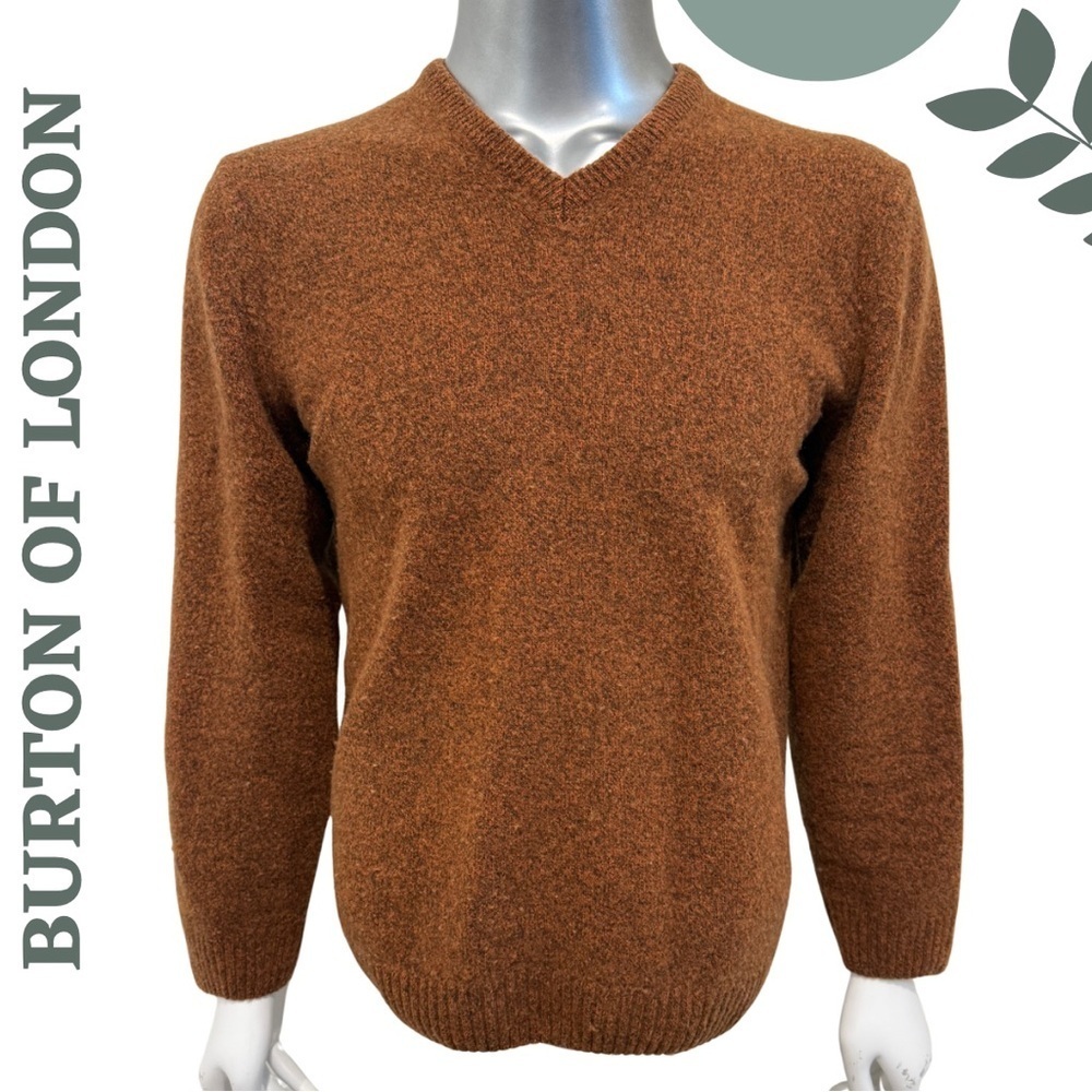 Burton of London Men’s Wool Blend V-Neck Sweater Large